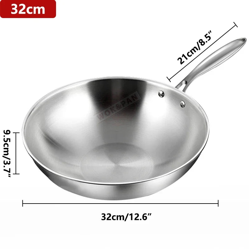 12.6 Inch Stainless Steel Wok Pan with Lid