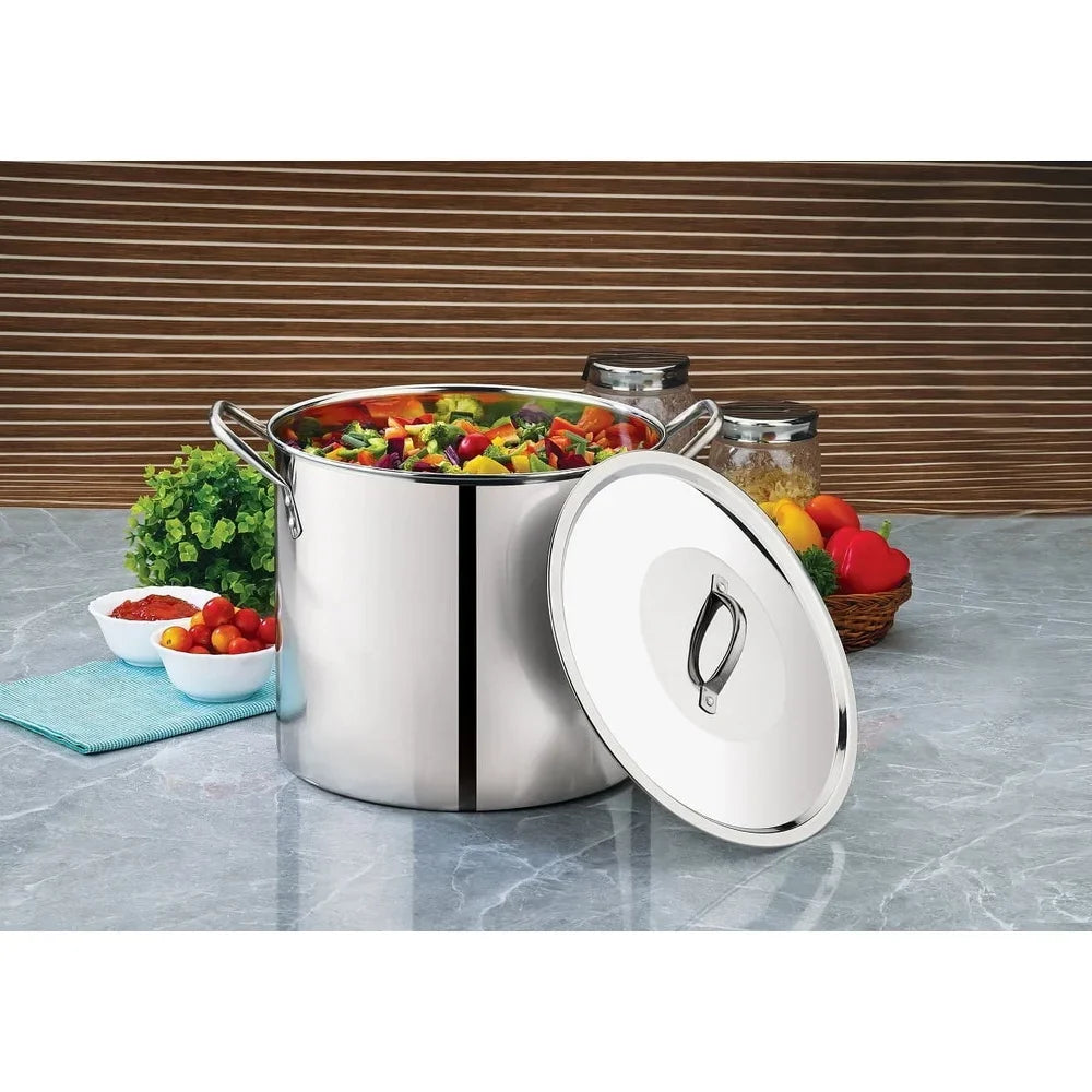 12 Quart Stainless Steel Stock Pot with Metal Lid