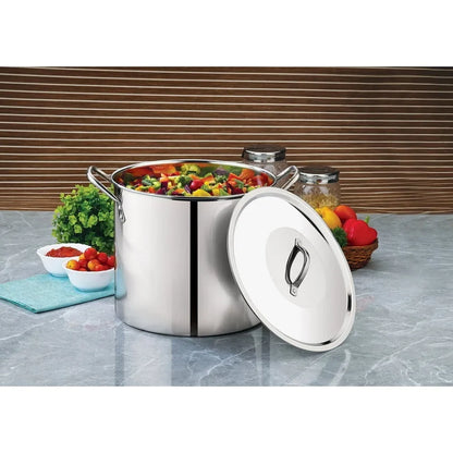 12 Quart Stainless Steel Stock Pot with Metal Lid