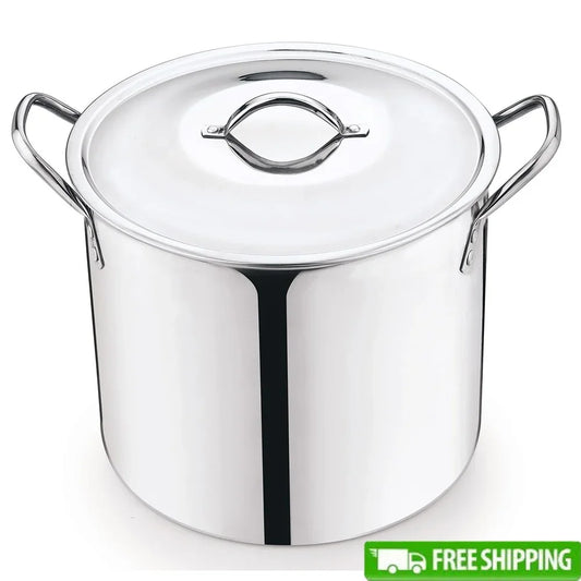 12 Quart Stainless Steel Stock Pot with Metal Lid